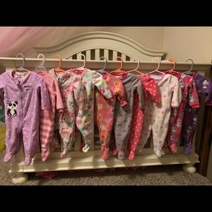 6-9 month lot (10 total) baby girl fleece sleepers